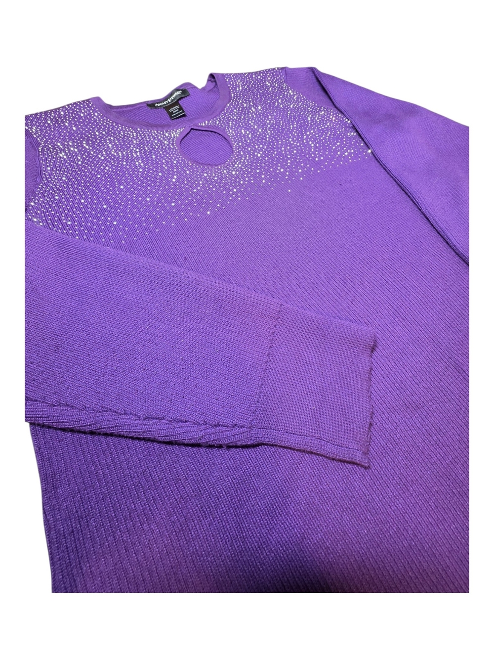 Ashley Stewart Purple Rhinestone Keyhole Sweater Plus Size 22/24